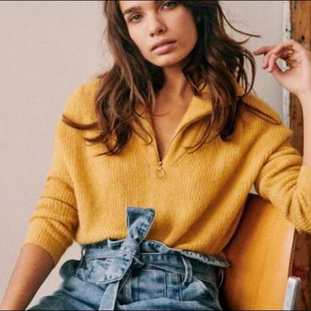 Sezane Johnny Alpaca Wool Quarter Zip Jumper